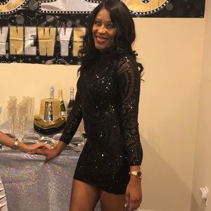 Black sequence mini dress